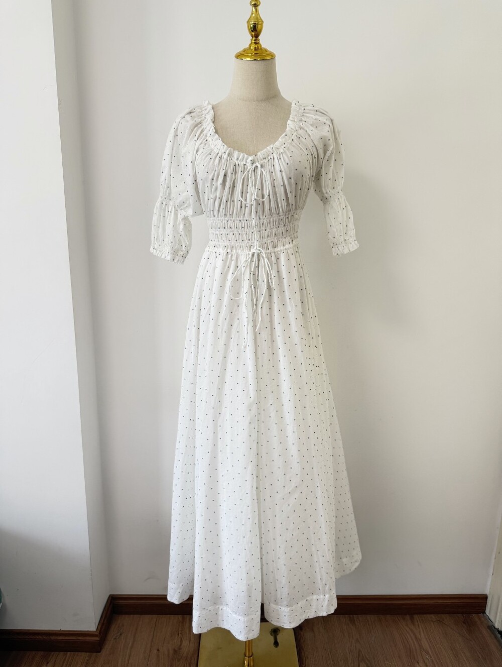 Doen ISCHIA DRESS IN SALT FLOCK DOT - Picture 4 of 12
